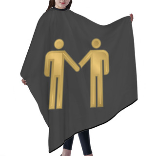 Personality  Agreement Gold Plated Metalic Icon Or Logo Vector Hair Cutting Cape