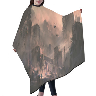 Personality  Apocalyptic Destruction Scene, 3D Illustration Hair Cutting Cape