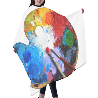 Personality  Oval Art Palette With Paints Hair Cutting Cape