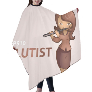 Personality  Vector Illustration Of A Flutist. Hair Cutting Cape