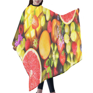 Personality  Assortment Of Healthy Summer Fresh Fruits  Hair Cutting Cape