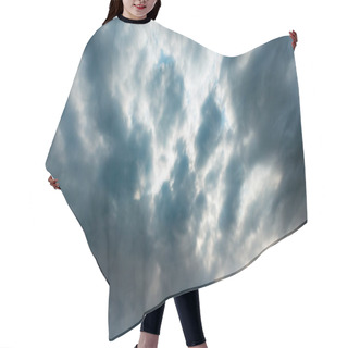 Personality  Summer Weather Changing Overcast Sky Background. Hair Cutting Cape