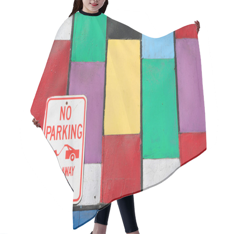 Personality  Colorful Wall With No Parking Sign Hair Cutting Cape