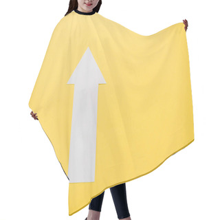 Personality  Top View Of White Arrow Isolated On Yellow With Copy Space  Hair Cutting Cape