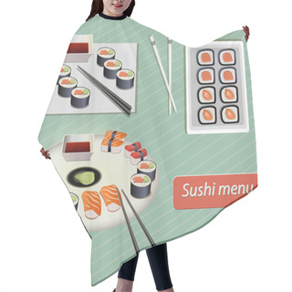 Personality  Sushi Japanese Food Vector Illustration  Hair Cutting Cape