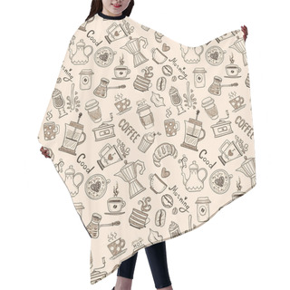 Personality  Coffee Pattern Hair Cutting Cape