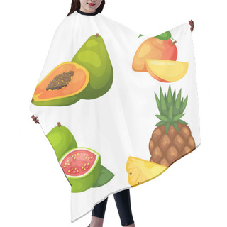 Personality  Tropical Fruits Vector Set. Hair Cutting Cape
