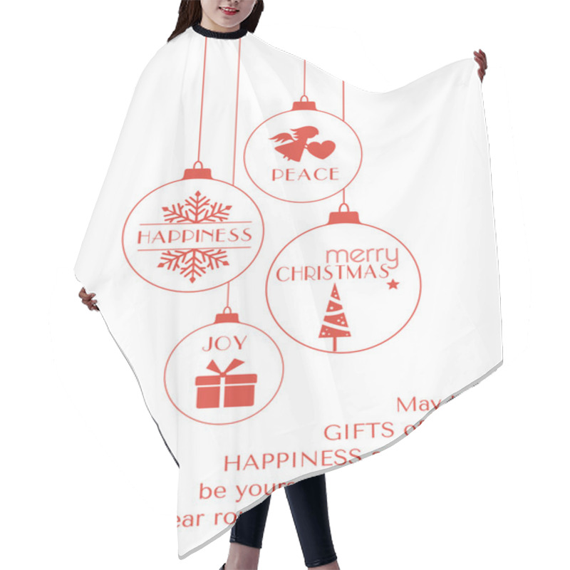 Personality  Red Christmas Typography Card With Hanging Ornaments Hair Cutting Cape