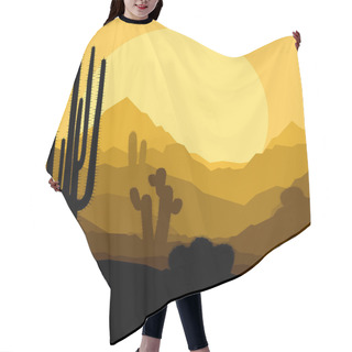 Personality  Cactus Plants In Mexico Desert Sunset Vector Hair Cutting Cape