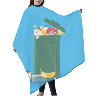Personality  A Full Garbage Can With Waste Hair Cutting Cape