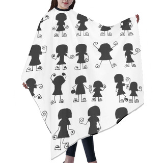 Personality  A Set Of Cute Little Girl Silhouette Hair Cutting Cape