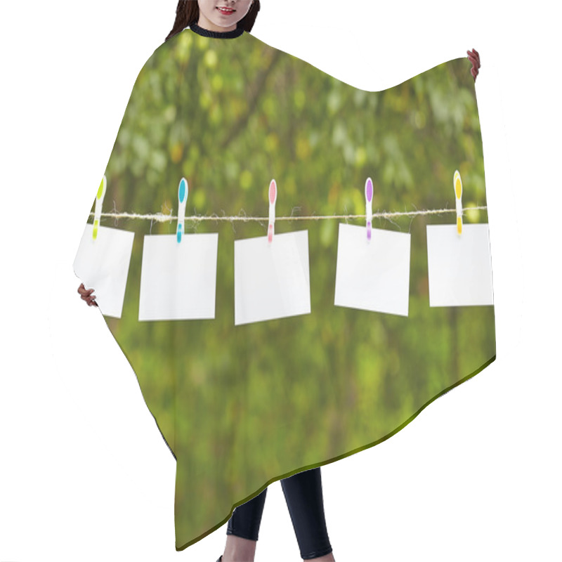 Personality  Blank Pieces Of Paper Hang On Clothesline Hair Cutting Cape