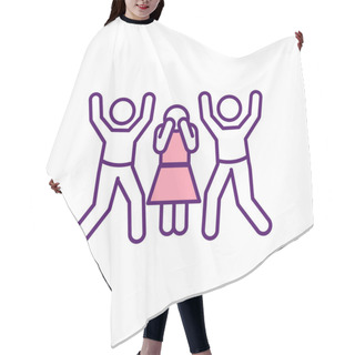Personality  Sexism RGB Color Icon. Violence And Abuse Against Women. Prejudice Against Women And Girls. Female Sexual Harassment. Sexist Assumptions. Physical Assault, Stalking. Isolated Vector Illustration Hair Cutting Cape