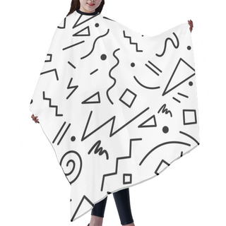 Personality  Retro 80s Seamless Pattern In Black And White Hair Cutting Cape
