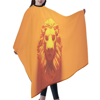 Personality  Orange Lion Head Bust Orange Background 3d Illustration Render Hair Cutting Cape
