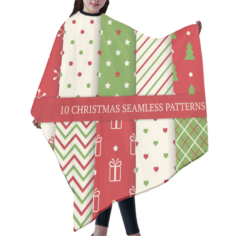 Personality  10 Christmas different seamless patterns. hair cutting cape