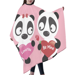 Personality  Valentine Pandas Holding Hearts Hair Cutting Cape
