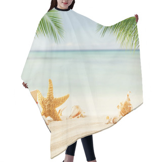 Personality  Summer Beach With Shells Hair Cutting Cape