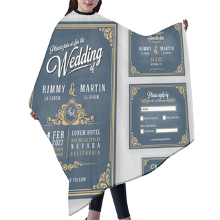 Personality  Vintage Luxurious Wedding Invitation On Chalkboard Background Hair Cutting Cape