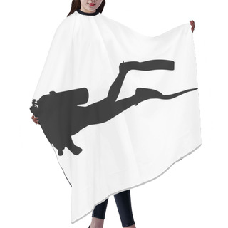 Personality  Black Silhouette Scuba Divers. Vector Illustration. Hair Cutting Cape