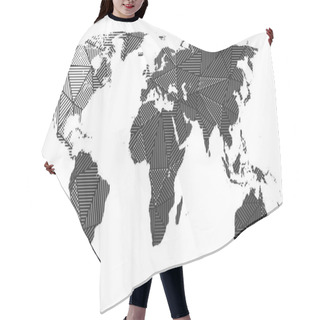 Personality  Abstract Geometric Earth Map Concept. Low Poly Style Shapes Made By Parallel Lines And Dots. Earth Geography Created By Halftone Textures. Hair Cutting Cape