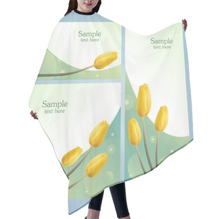 Personality  Set Of Banners With Spring Flowers - Yellow Tulips Hair Cutting Cape