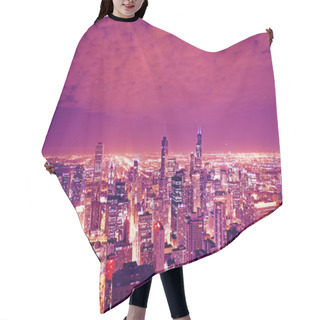 Personality  Chicago Skyline At Night Hair Cutting Cape