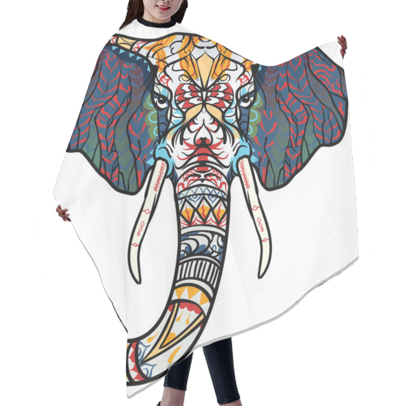 Personality  Ethnic Patterned Head Of Elephant. African / Indian / Totem / Tattoo Design. Use For Print, Posters, T-shirts.  Hair Cutting Cape