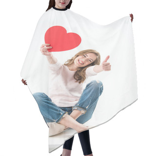 Personality  Woman With Paper Heart Hair Cutting Cape