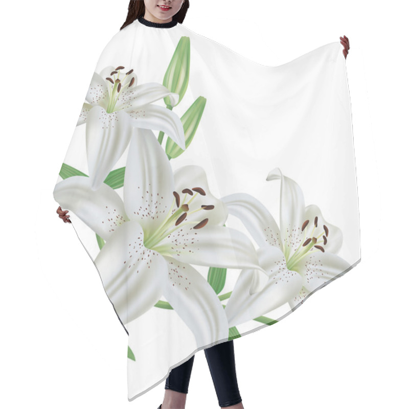 Personality  Flower lily isolated on white background hair cutting cape