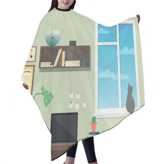 Personality  Flat Design Illustration Of The Modern Workplace Hair Cutting Cape
