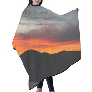 Personality  Black Hills Silhouette Under Orange Sunset Sky Hair Cutting Cape