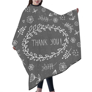 Personality  Hand Drawn Thank You Vintage Floral Elements Badge On Floral Background Hair Cutting Cape