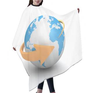 Personality  Globe Surrounding Arrow Concept 3d Illustration Hair Cutting Cape