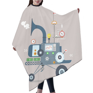 Personality  Start Up Business Machine. Business Startup. Flat Style Design. Hair Cutting Cape