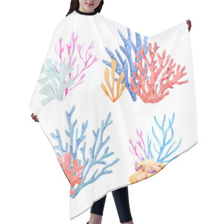 Personality  Watercolor Vector Underwater Corals Hair Cutting Cape