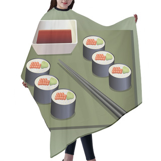 Personality  Japanese Food Roll Set. Vector Illustration Hair Cutting Cape