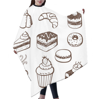 Personality  Collection Of Cake And Bakery Doodles Hair Cutting Cape