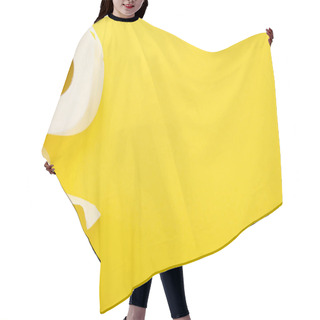 Personality  Top View Of White Toilet Paper Roll On Yellow Background Hair Cutting Cape