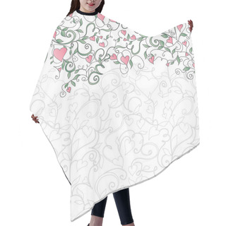 Personality  Background With Hearts And Floral Ornament Hair Cutting Cape