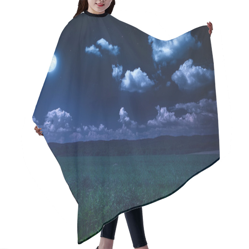 Personality  Beautiful Summer Landscape, Moonlit Night On Nature Hair Cutting Cape