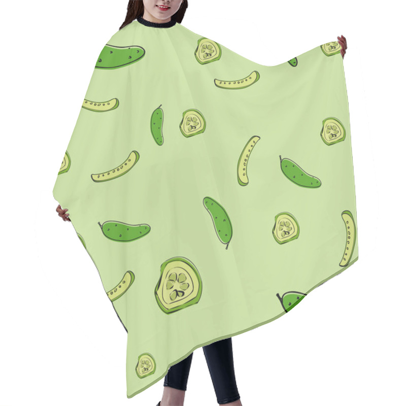 Personality  Vector Background With Cucumber. Hair Cutting Cape