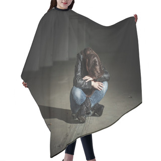 Personality  Depressed Teenage Girl Hair Cutting Cape