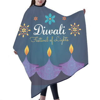 Personality  Diwali Festival Design With Diyas Lamps And Flowers Hair Cutting Cape