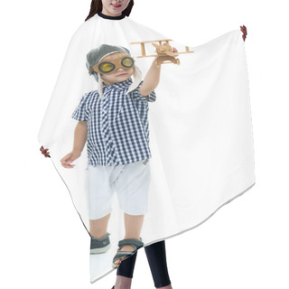 Personality  Little Boy Playing With Wooden Plane Hair Cutting Cape