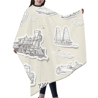 Personality  Vector Set Of Vintage Transport Hair Cutting Cape