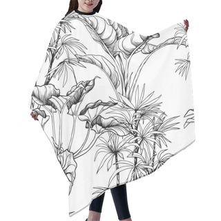 Personality  Sketchy Tropical Seamless Pattern Hair Cutting Cape