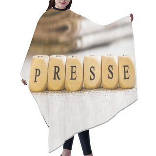 Personality  Letter Dices Concept: Presse (German) Hair Cutting Cape
