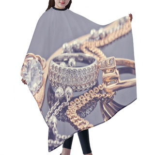 Personality  Gold, Silver Rings And Chains Hair Cutting Cape