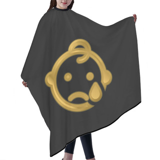 Personality  Baby Gold Plated Metalic Icon Or Logo Vector Hair Cutting Cape